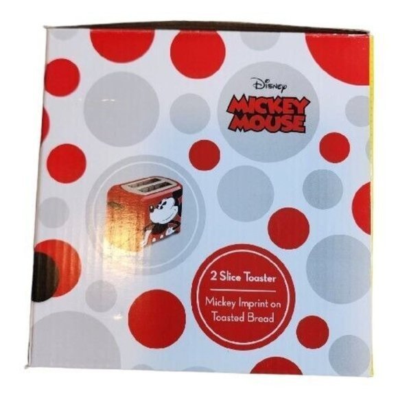 Disney Mickey Mouse 2 Slice Toaster Character Imprint Red NIB - Picture 3 of 5